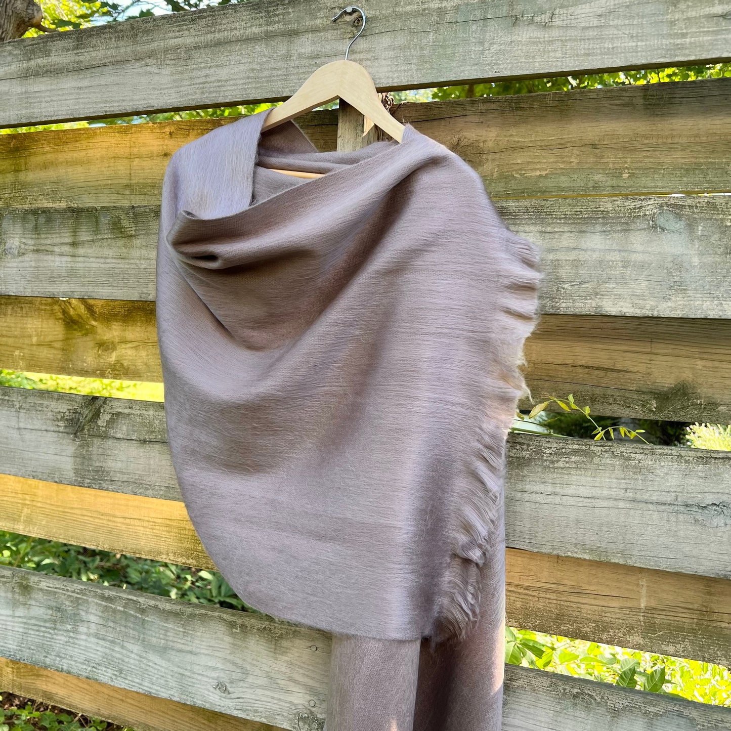 Alpaca Shawl Deep Taupe | Ultra Soft Wool Wrap | Small Batch Artisan Made Large Woven Scarf or Stole With Fringe | 25in x 70in