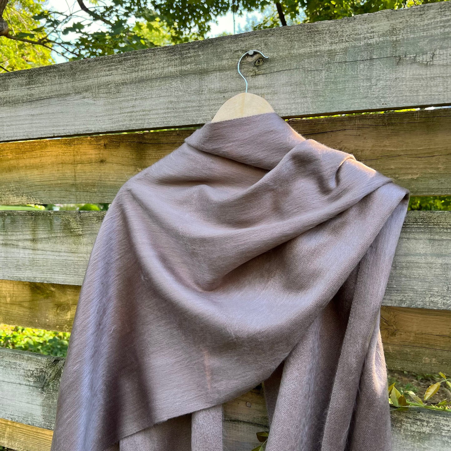 Alpaca Shawl Deep Taupe | Ultra Soft Wool Wrap | Small Batch Artisan Made Large Woven Scarf or Stole With Fringe | 25in x 70in