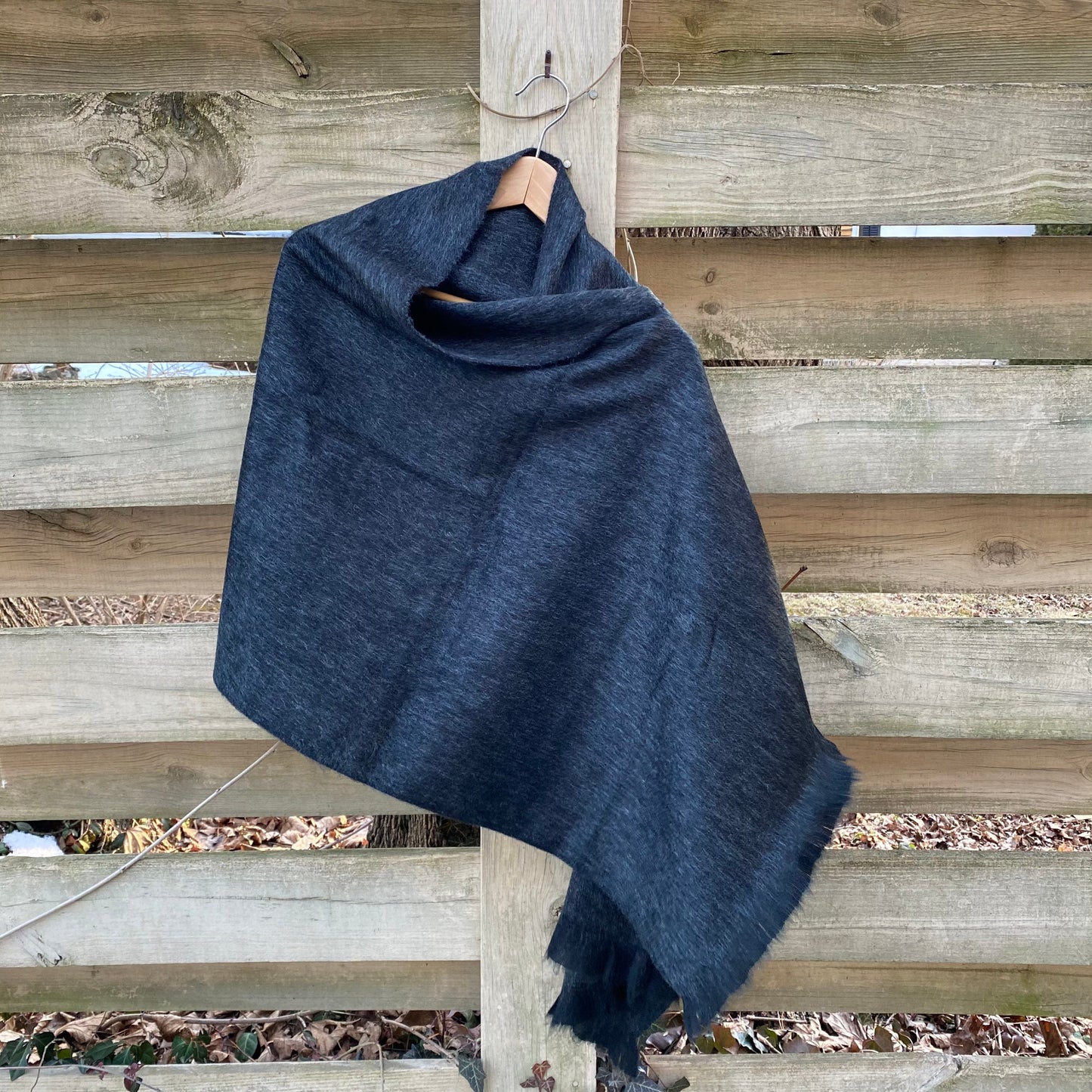 Alpaca Shawl Dark Charcoal grey