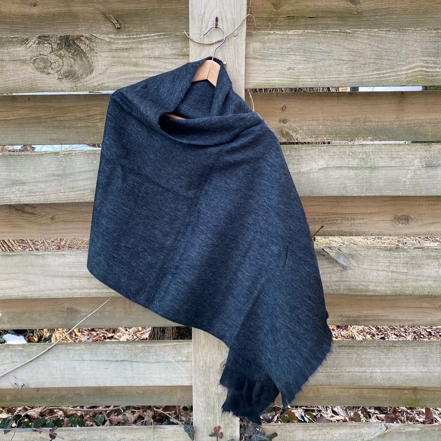 Alpaca Shawl Dark Charcoal grey