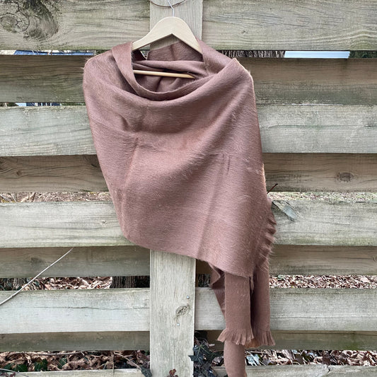 Alpaca Wool Shawl Fawn Brown | Ultra Soft Wool Wrap Mocha Brown| Small Batch Artisan Made Large Woven Scarf or Stole With Fringe |25inx70in