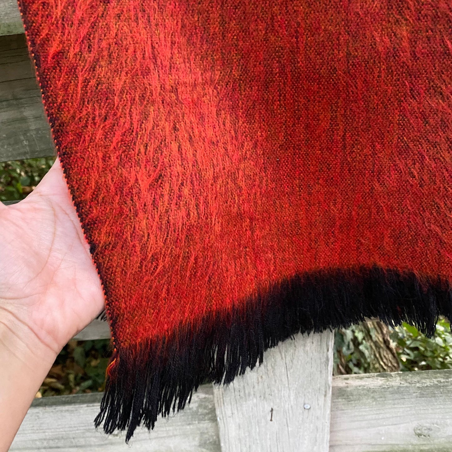 Alpaca Shawl Red Amber - Woven Alpaca Wool Shawl - 70in x 25in