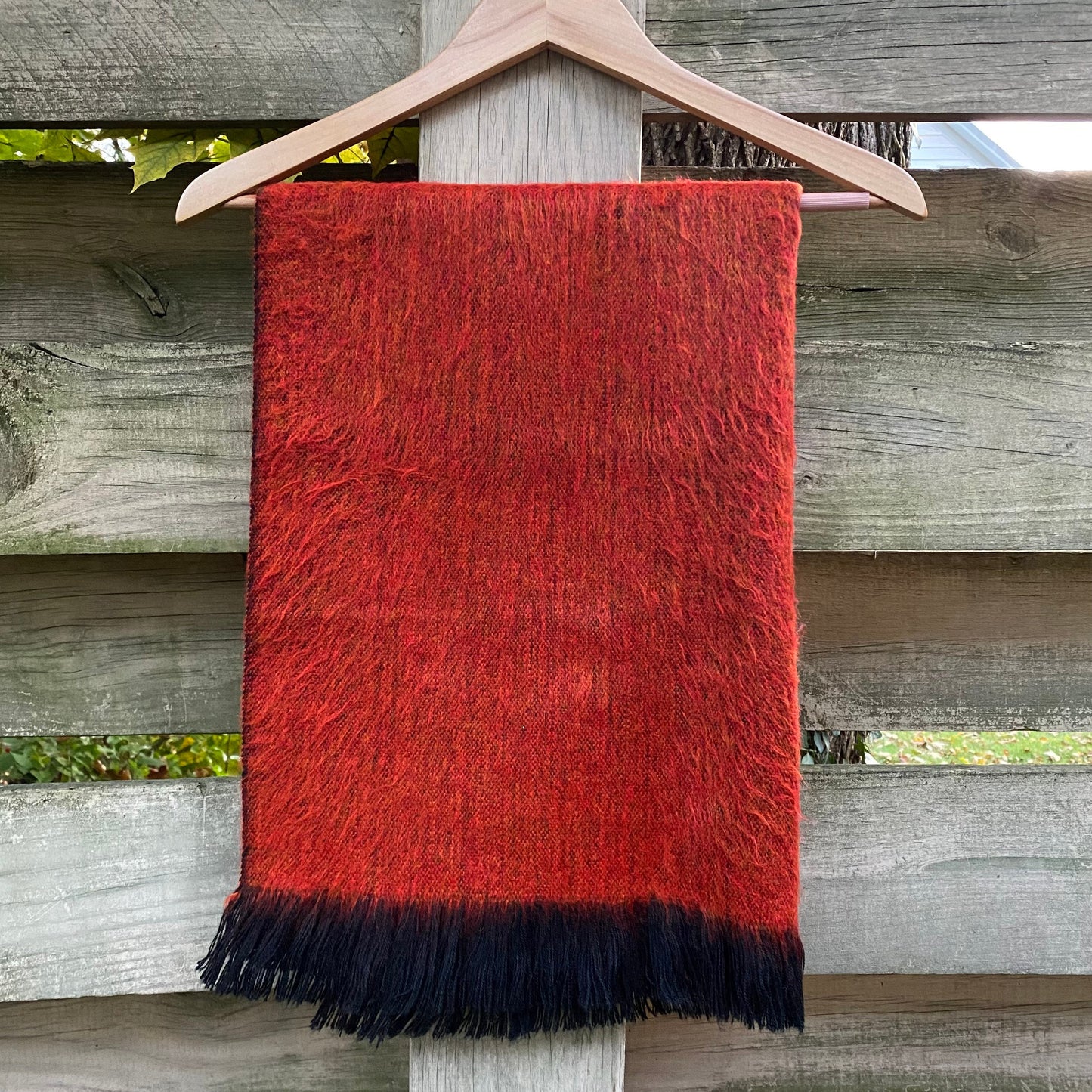 Alpaca Shawl Red Amber - Woven Alpaca Wool Shawl - 70in x 25in