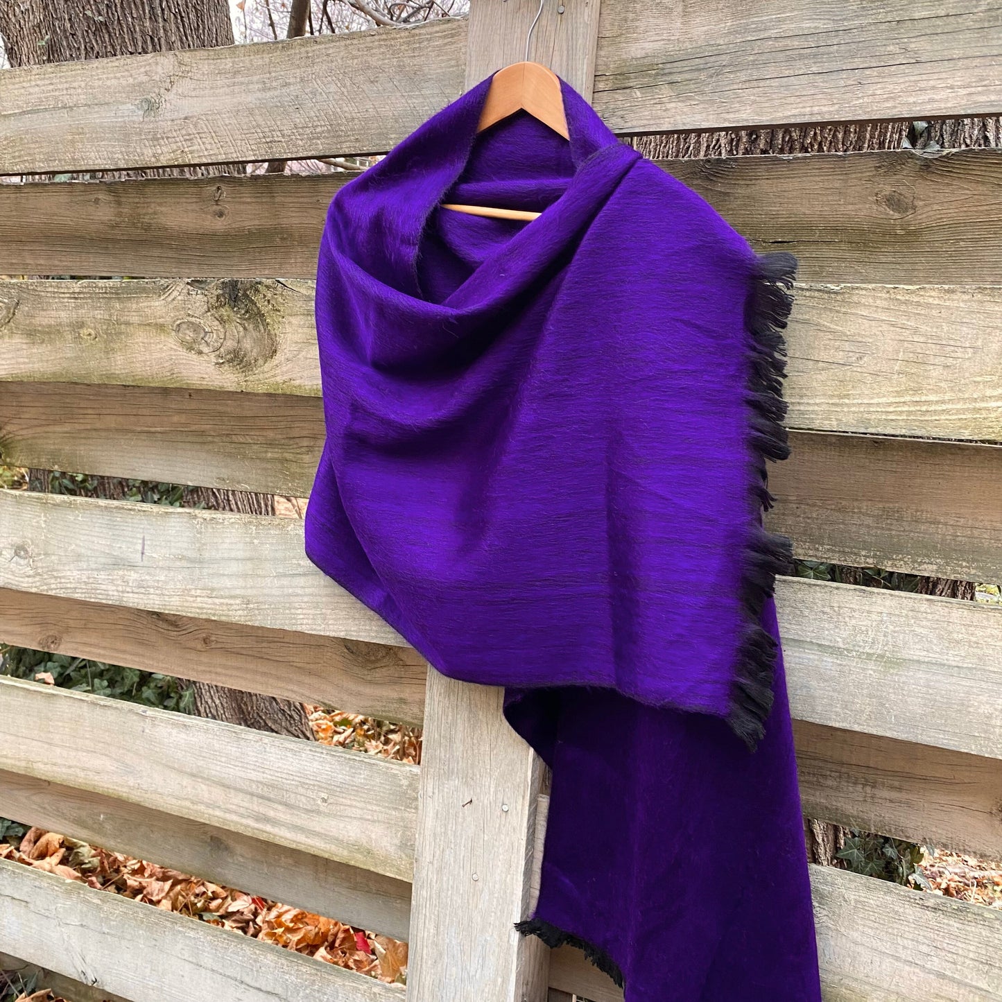 Alpaca Shawl amethyst purple with black