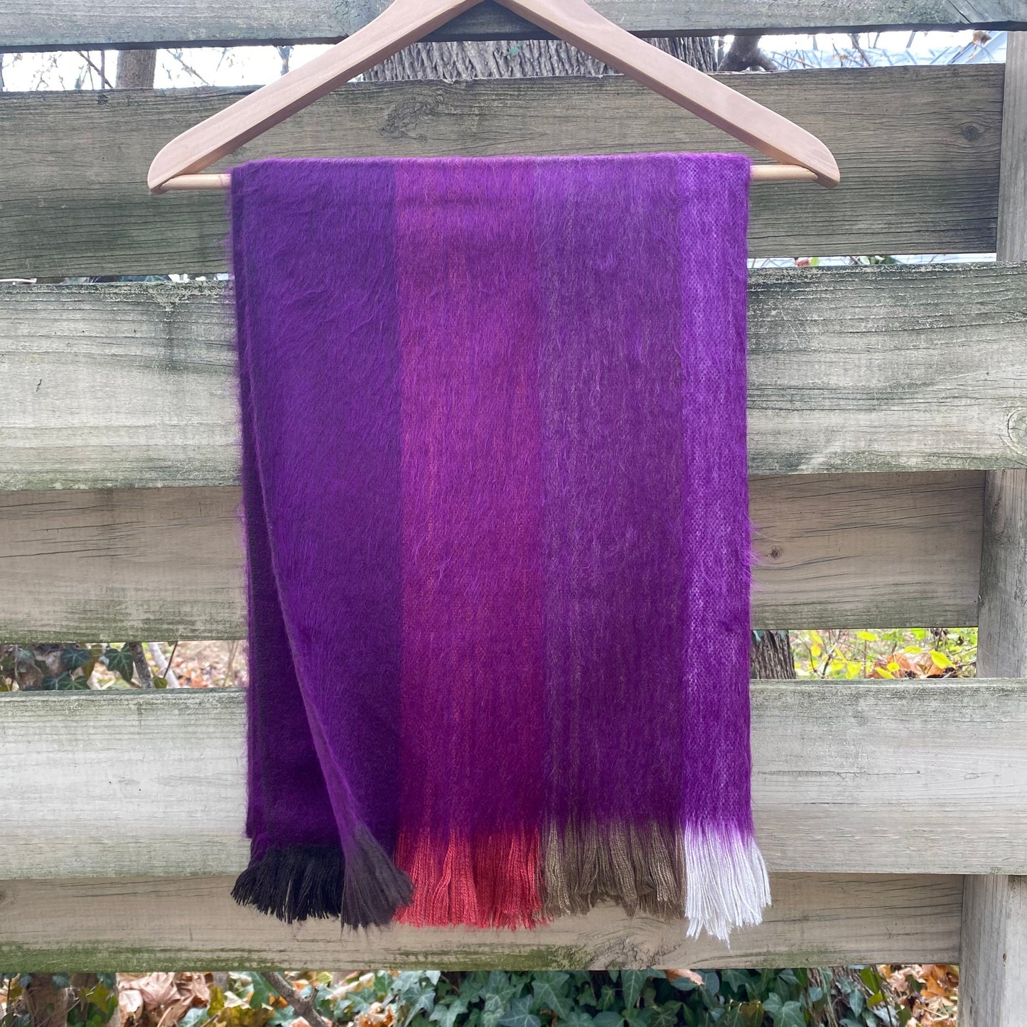 Alpaca Shawl Multicolor Plum with shades of Coral and brown