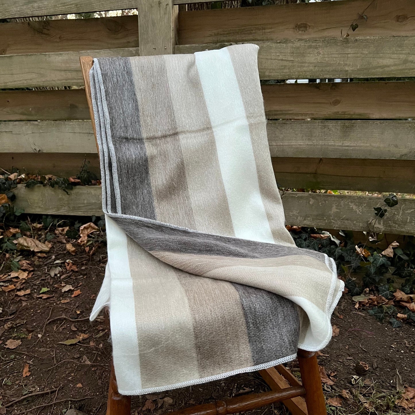 Alpaca Throw Blanket Natural brown shades to cream design - Luxury Wool Blanket - Home Decor