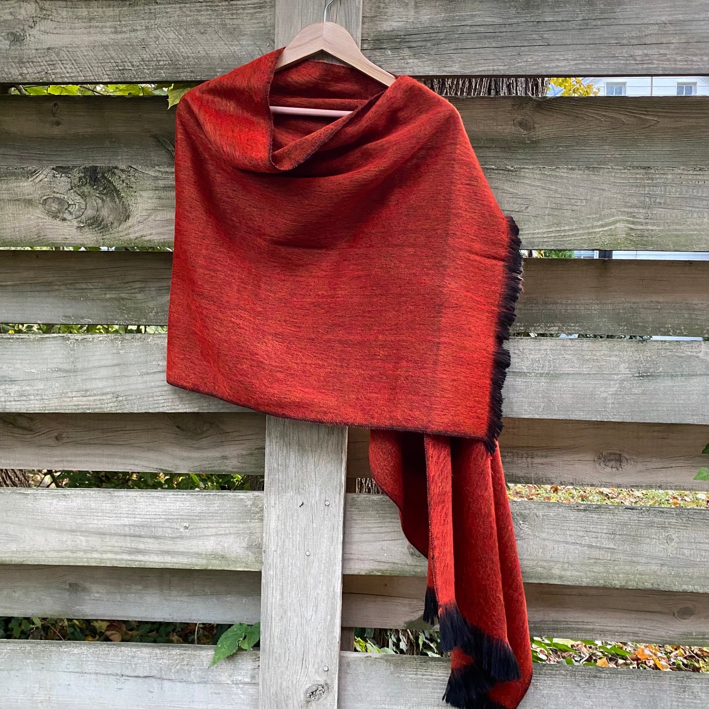 Alpaca Shawl Red Amber - Woven Alpaca Wool Shawl - 70in x 25in