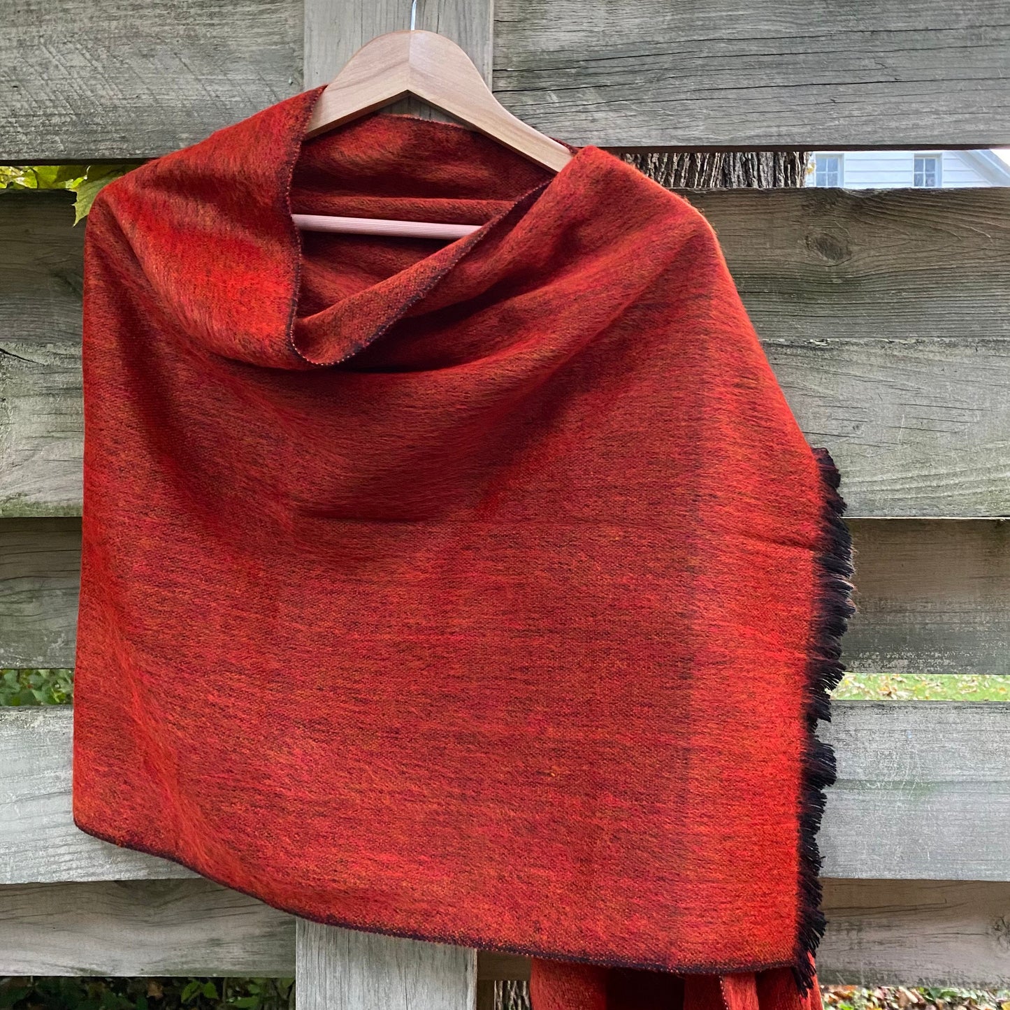 Alpaca Shawl Red Amber - Woven Alpaca Wool Shawl - 70in x 25in