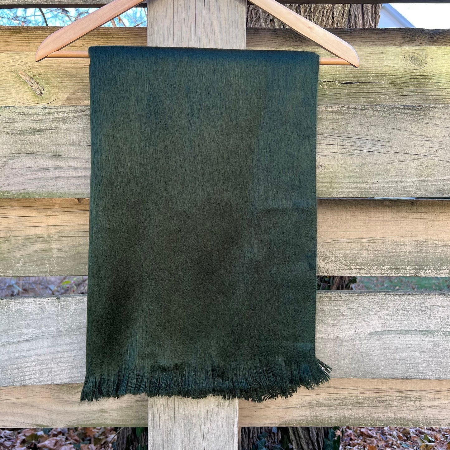 Alpaca Shawl Woodland Green Pine Green Dark Green Ultra Soft Wool Wrap Small Batch Artisan Made Large Woven Scarf With Fringe | 25in x 70in