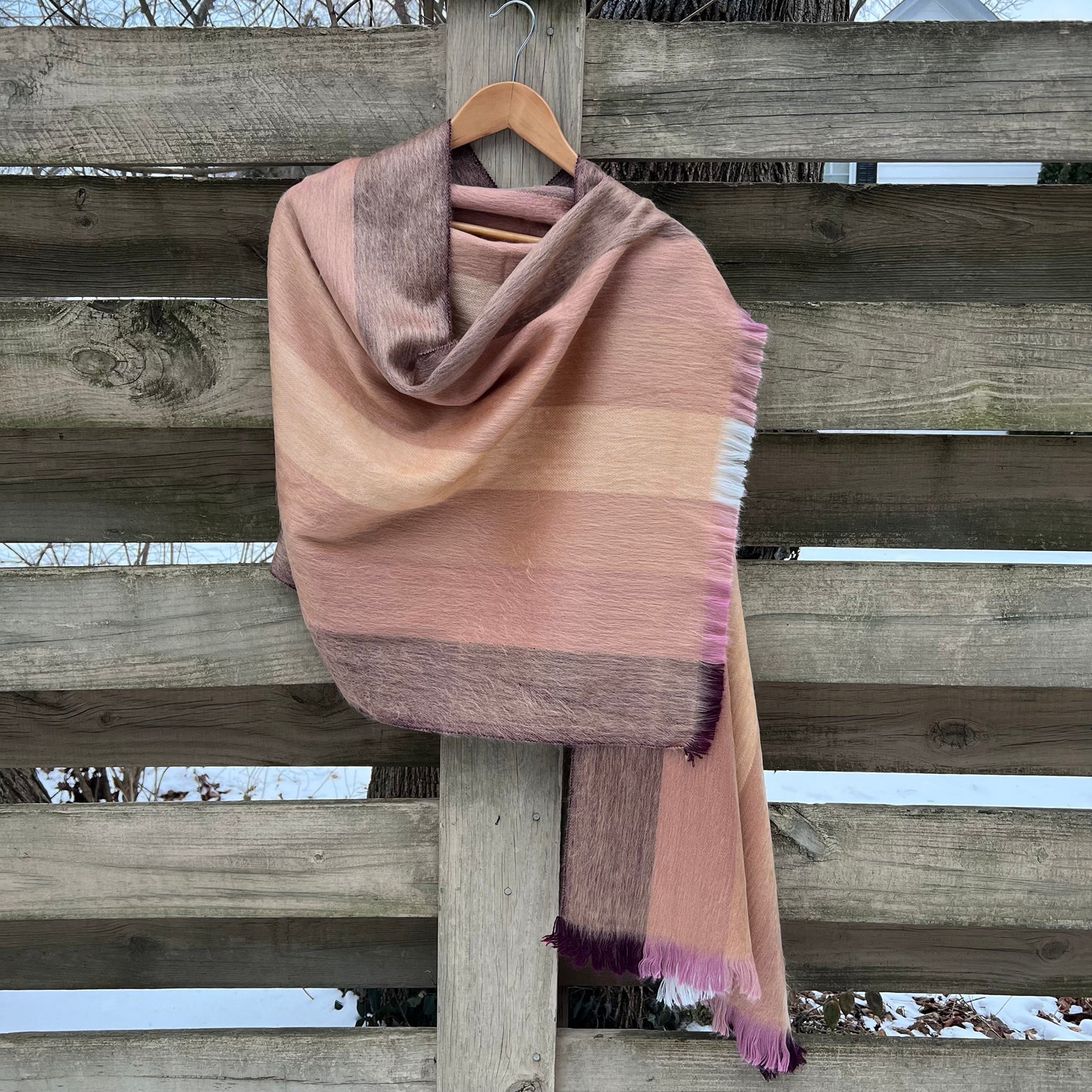 Alpaca Shawl Multicolor Rose and Peach shades