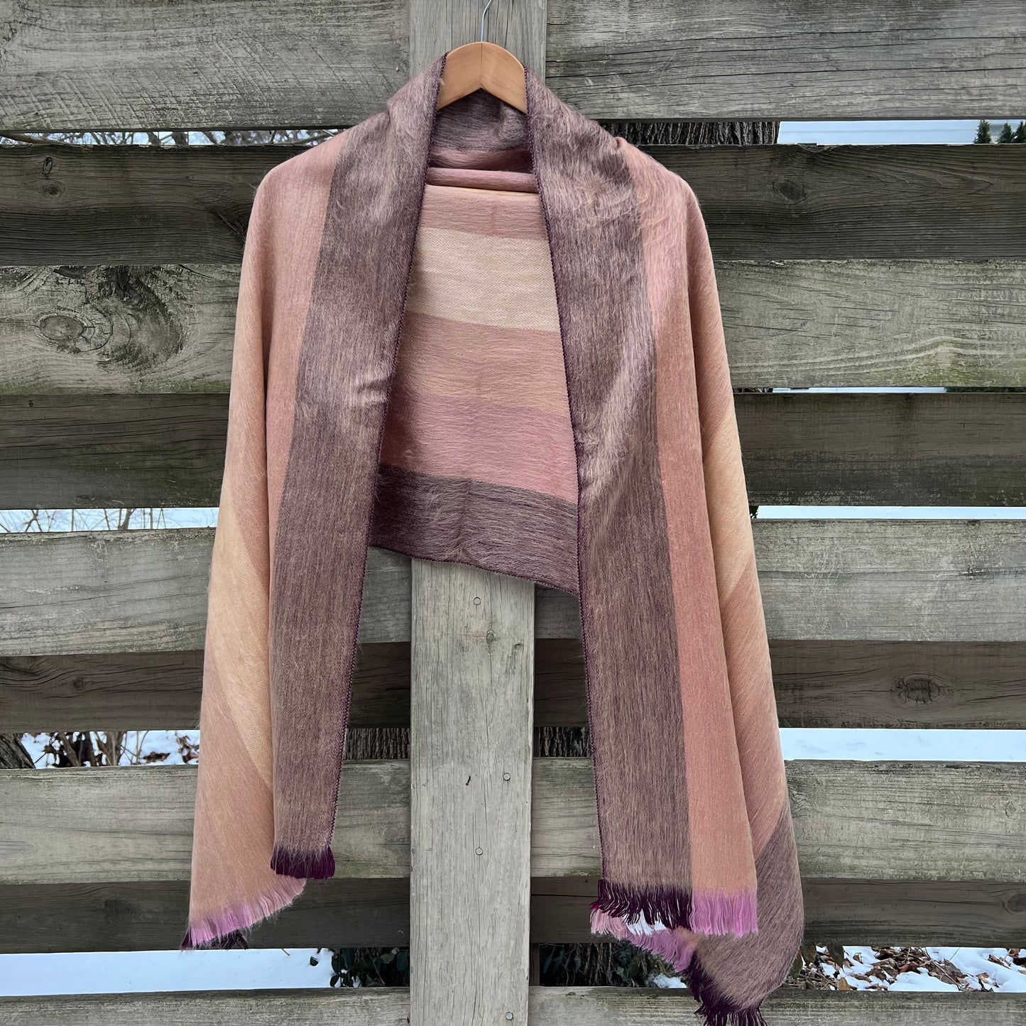 Alpaca Shawl Multicolor Rose and Peach shades