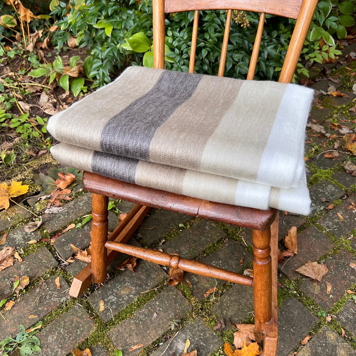 Alpaca Throw Blanket Natural brown shades to cream design - Luxury Wool Blanket - Home Decor