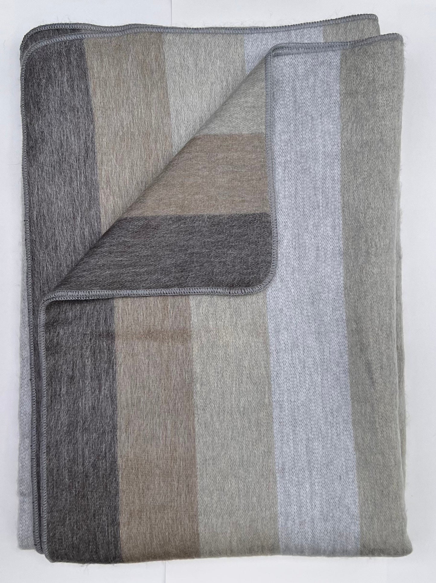 Alpaca Throw Grey Blanket with shades of brown multicolor design