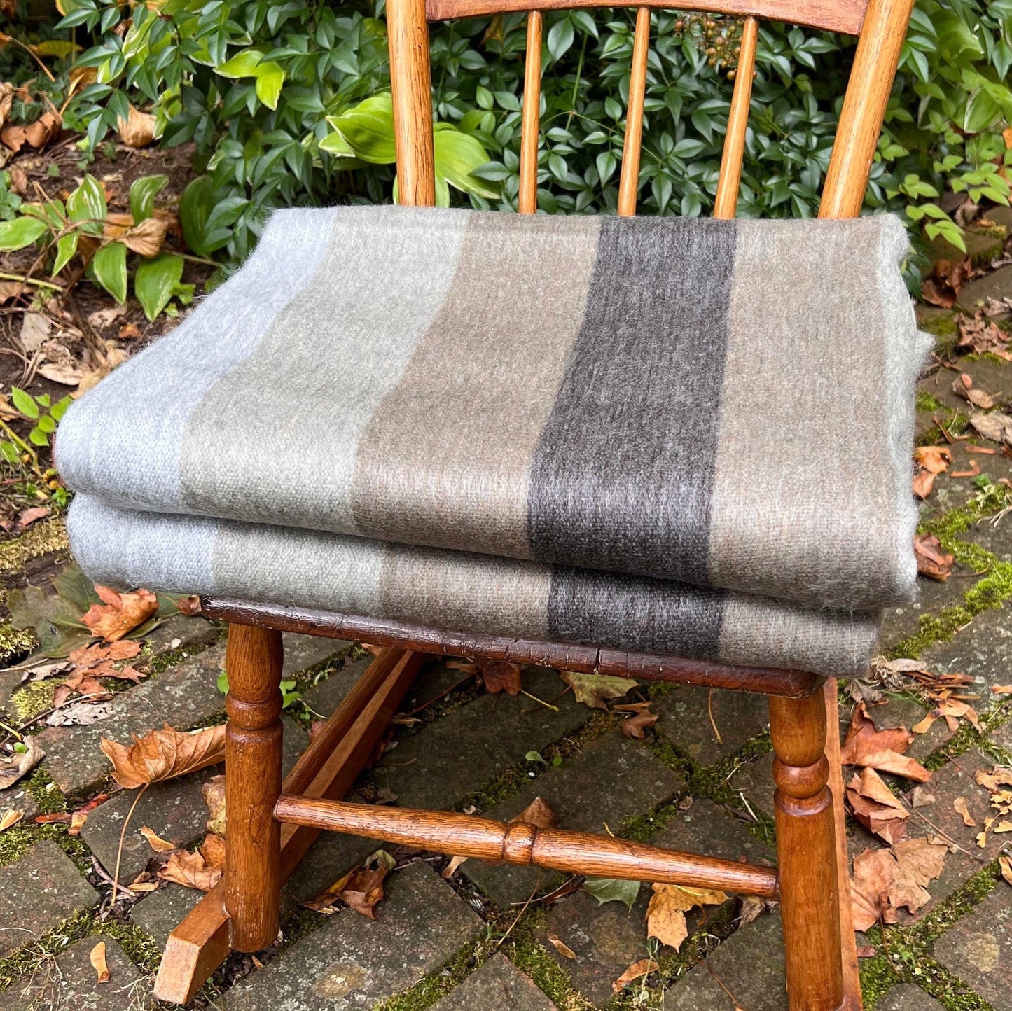 Alpaca Throw Grey Blanket with shades of brown multicolor design