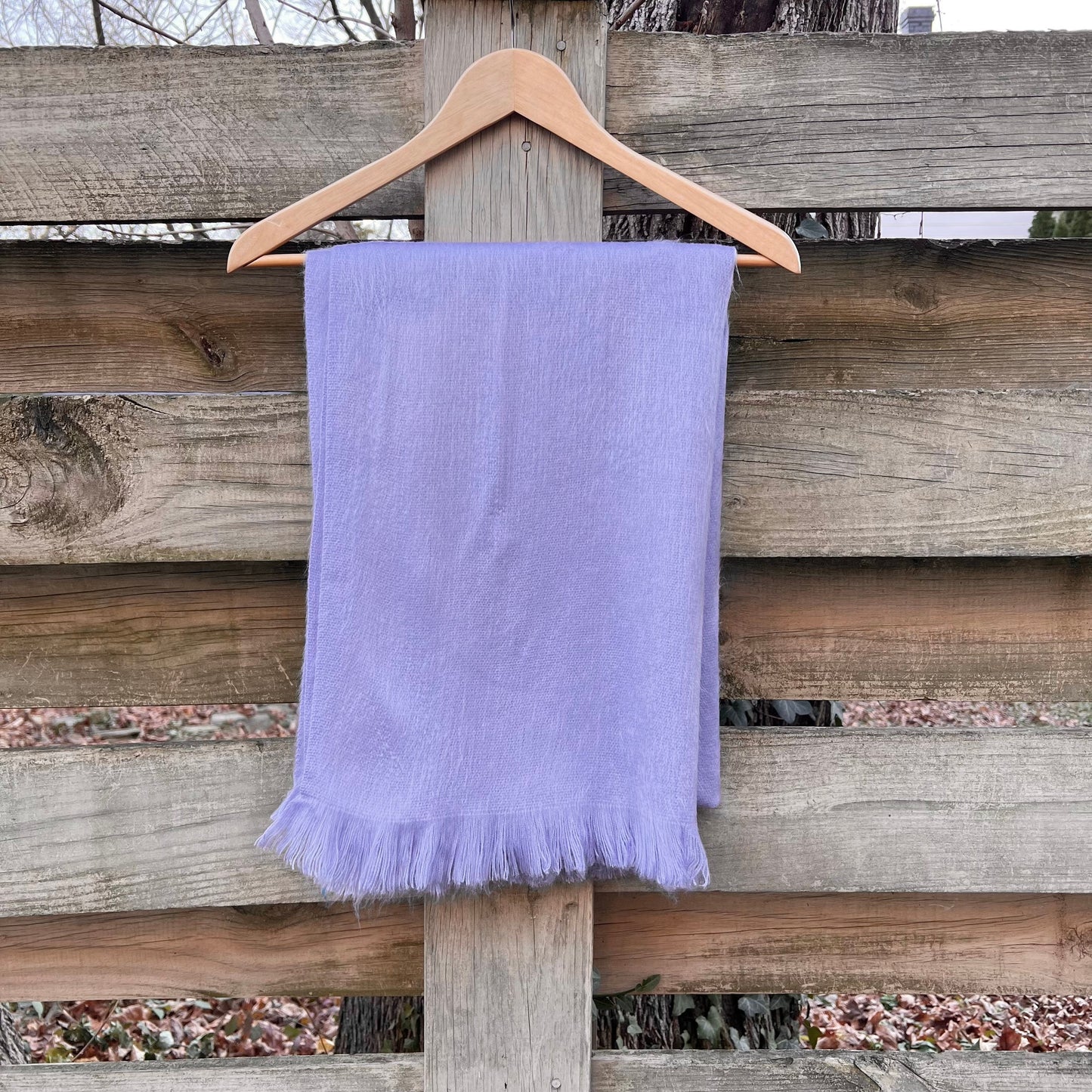 Alpaca Wool Shawl Periwinkle Ultra Soft Wrap Small Batch Artisan Made Large Woven Scarf or Stole With Fringe. 70in x 25in