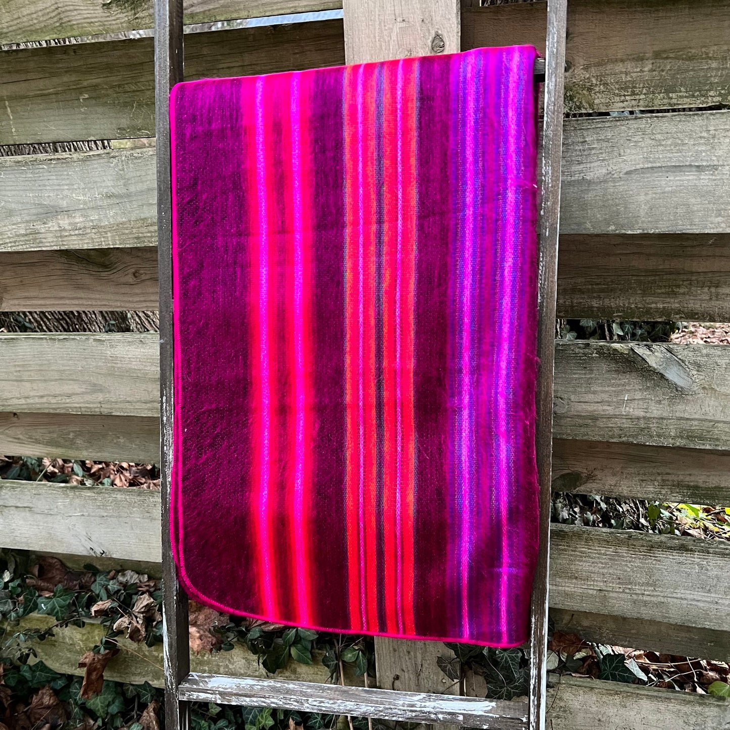 Alpaca Throw Blanket Multicolor stripes of Fucsia, pink and neon pink| Children’s blanket | Fits a twin bed