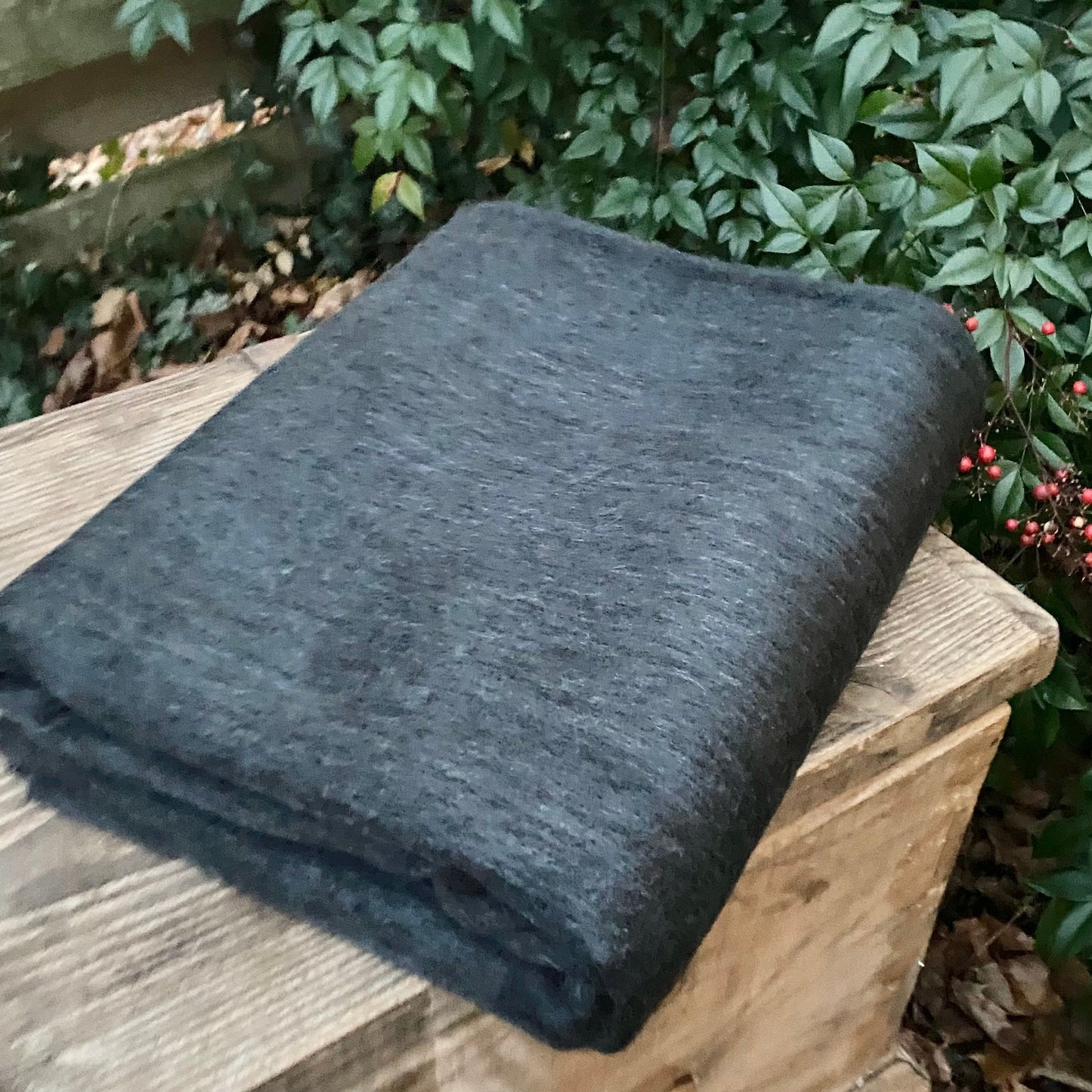 Alpaca Throw Blanket Dark charcoal grey | blanket | wool blanket