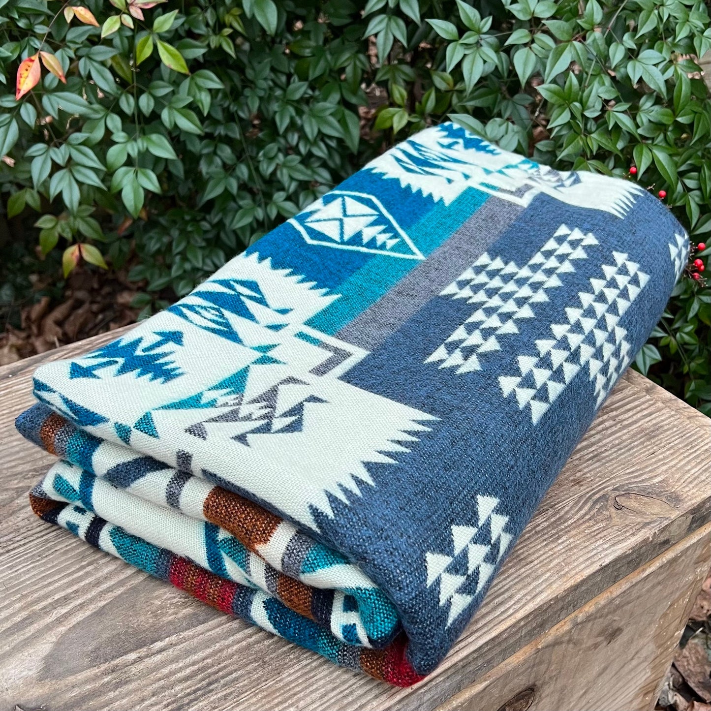 Alpaca Wool Blanket  geometrics Queen size - multicolor Unique gift - Brown shades