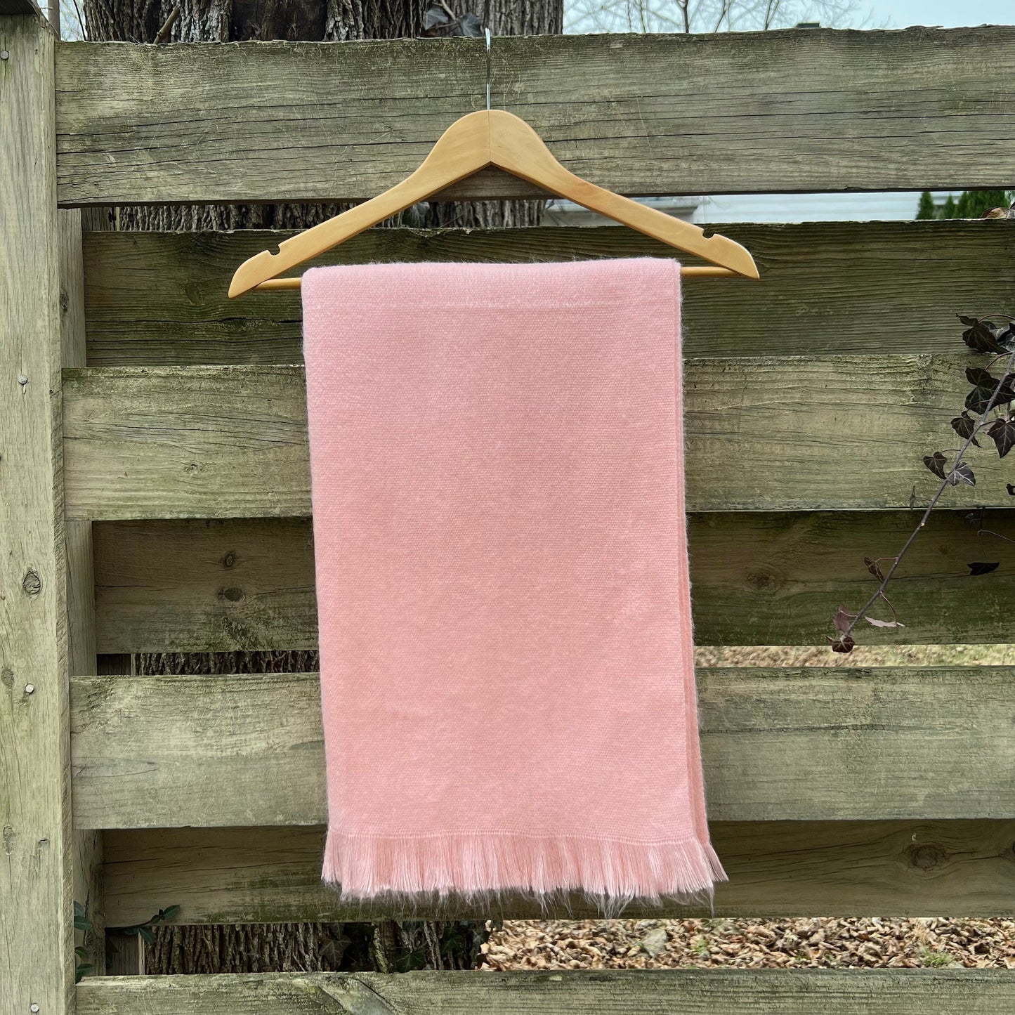 Alpaca Wool Shawl Shell Pink | Ultra Soft Wrap | Small Batch Artisan Made Large Woven Scarf or Stole With Fringe. 70in x 25in