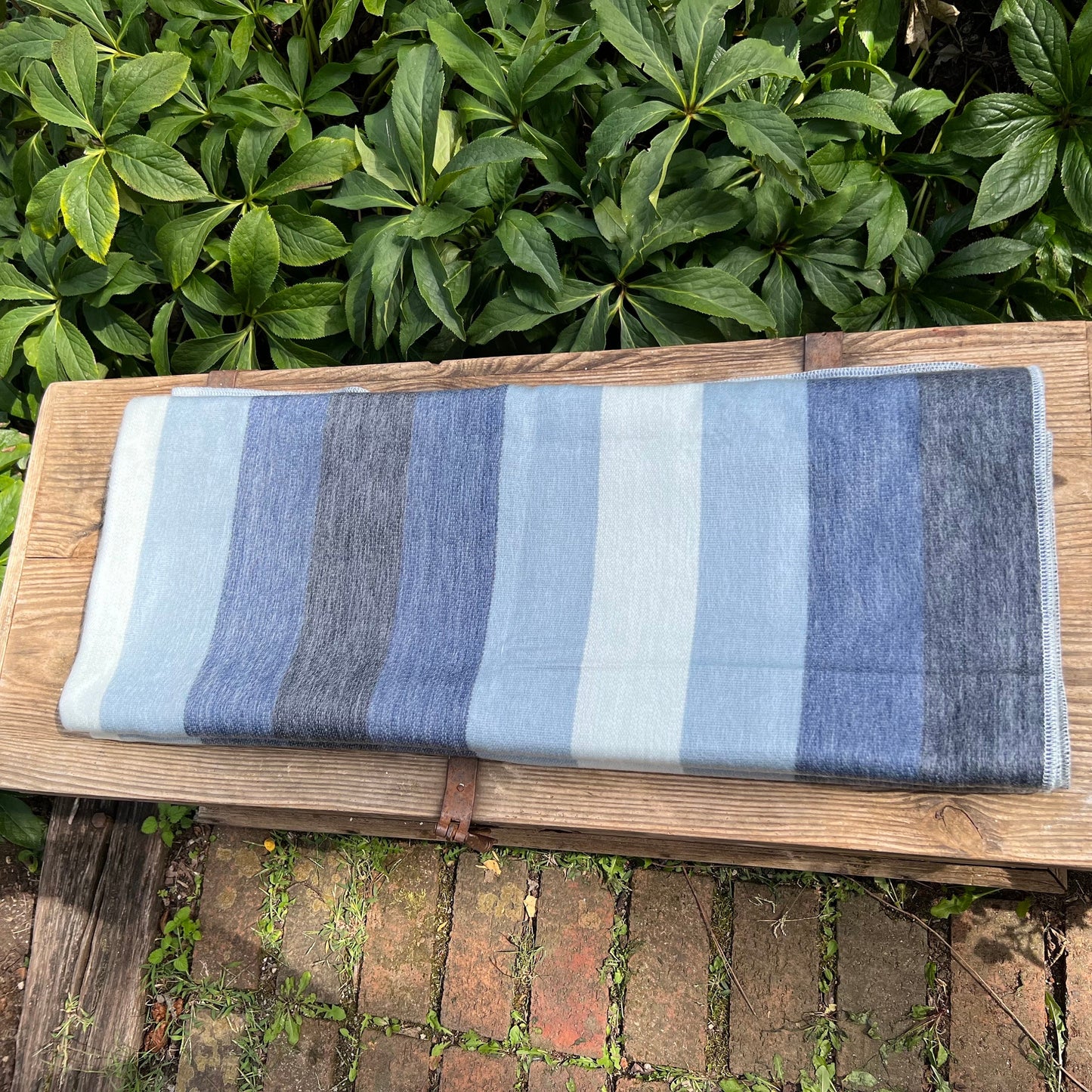 Alpaca Throw Blanket Shades of grey with steel blue   | blanket | wool blanket