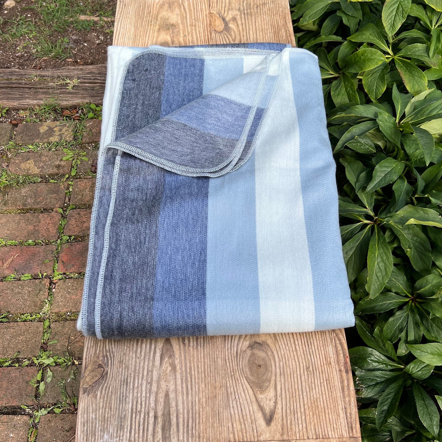 Alpaca Throw Blanket Shades of grey with steel blue   | blanket | wool blanket