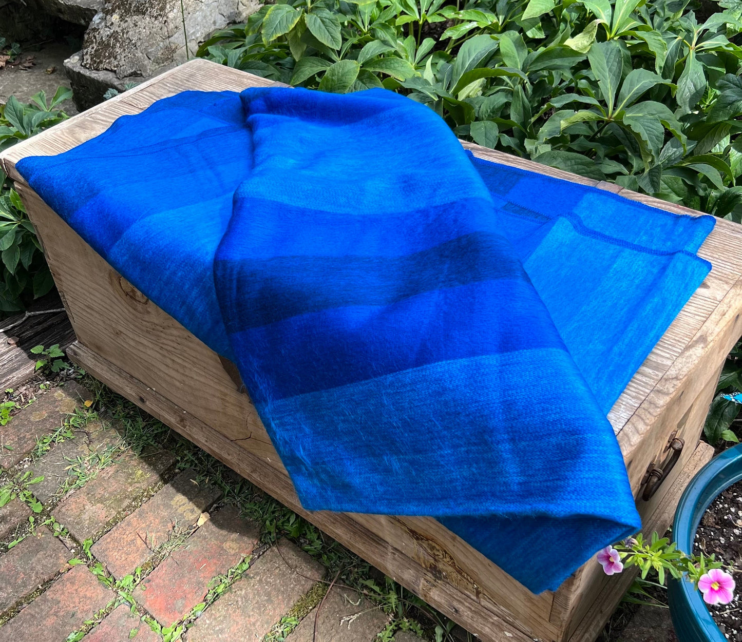 Alpaca Throw Blanket Blue saphire shades  - alpaca blanket