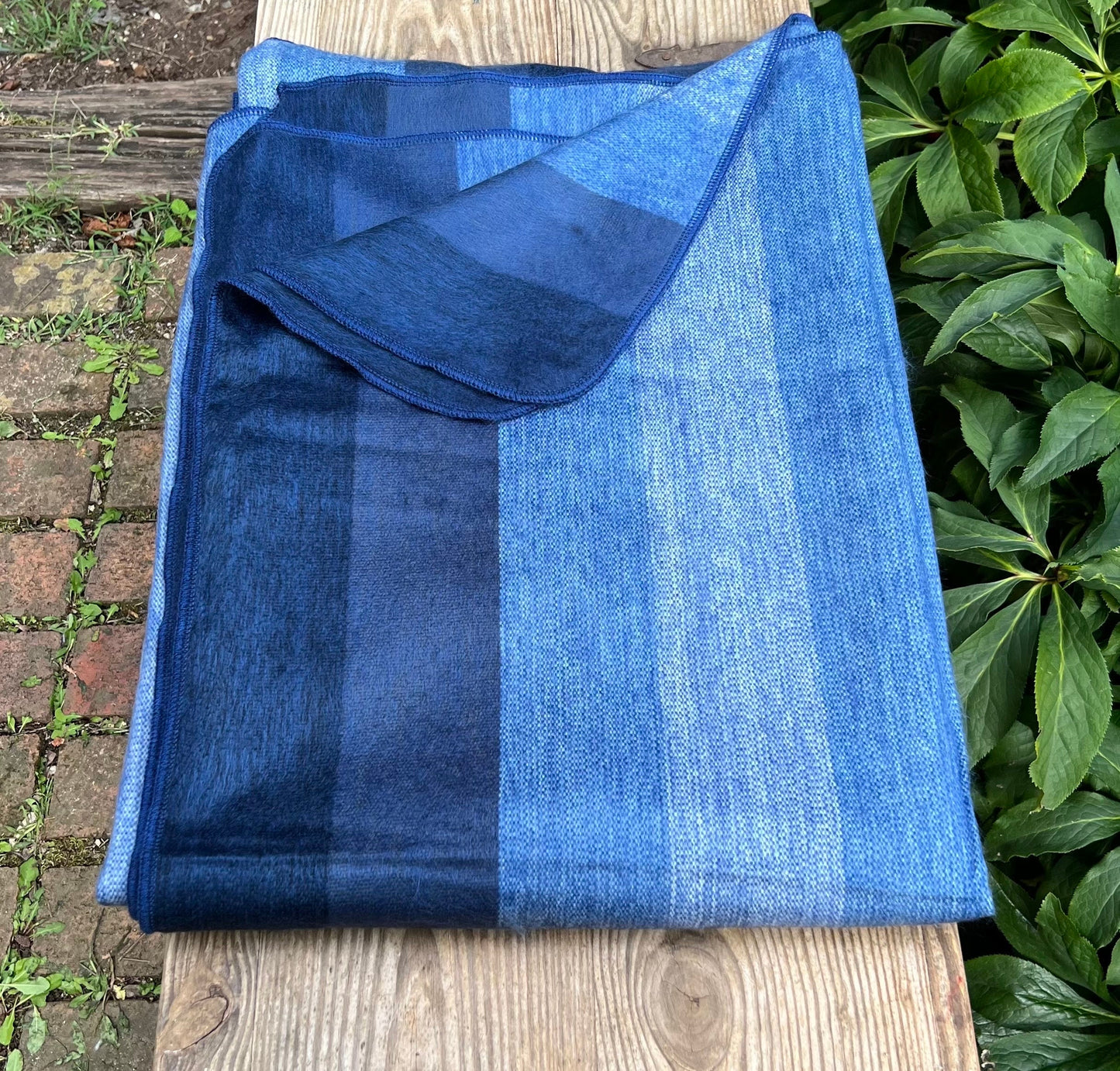 Alpaca Throw Blanket Shades of Blue