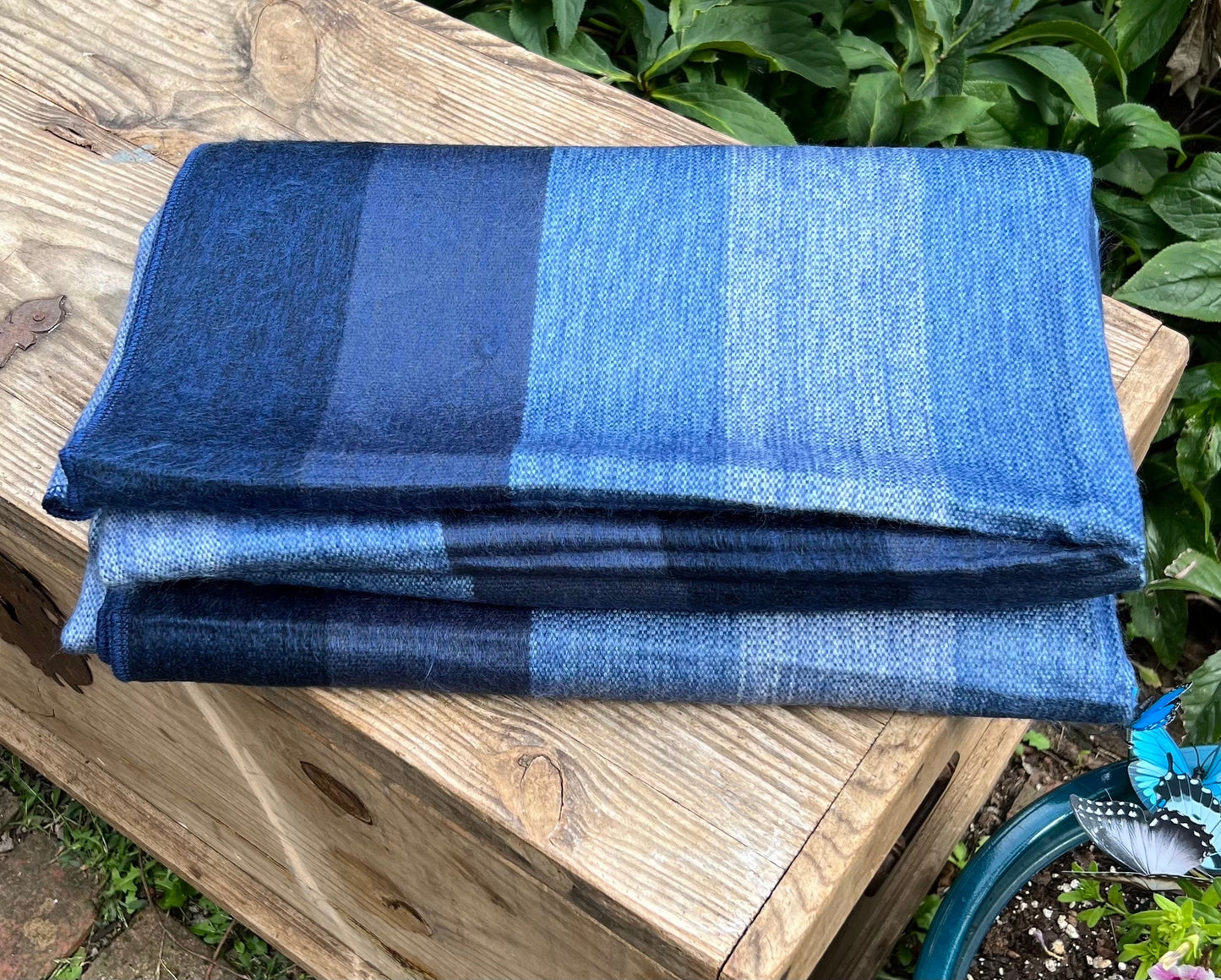 Alpaca Throw Blanket Shades of Blue