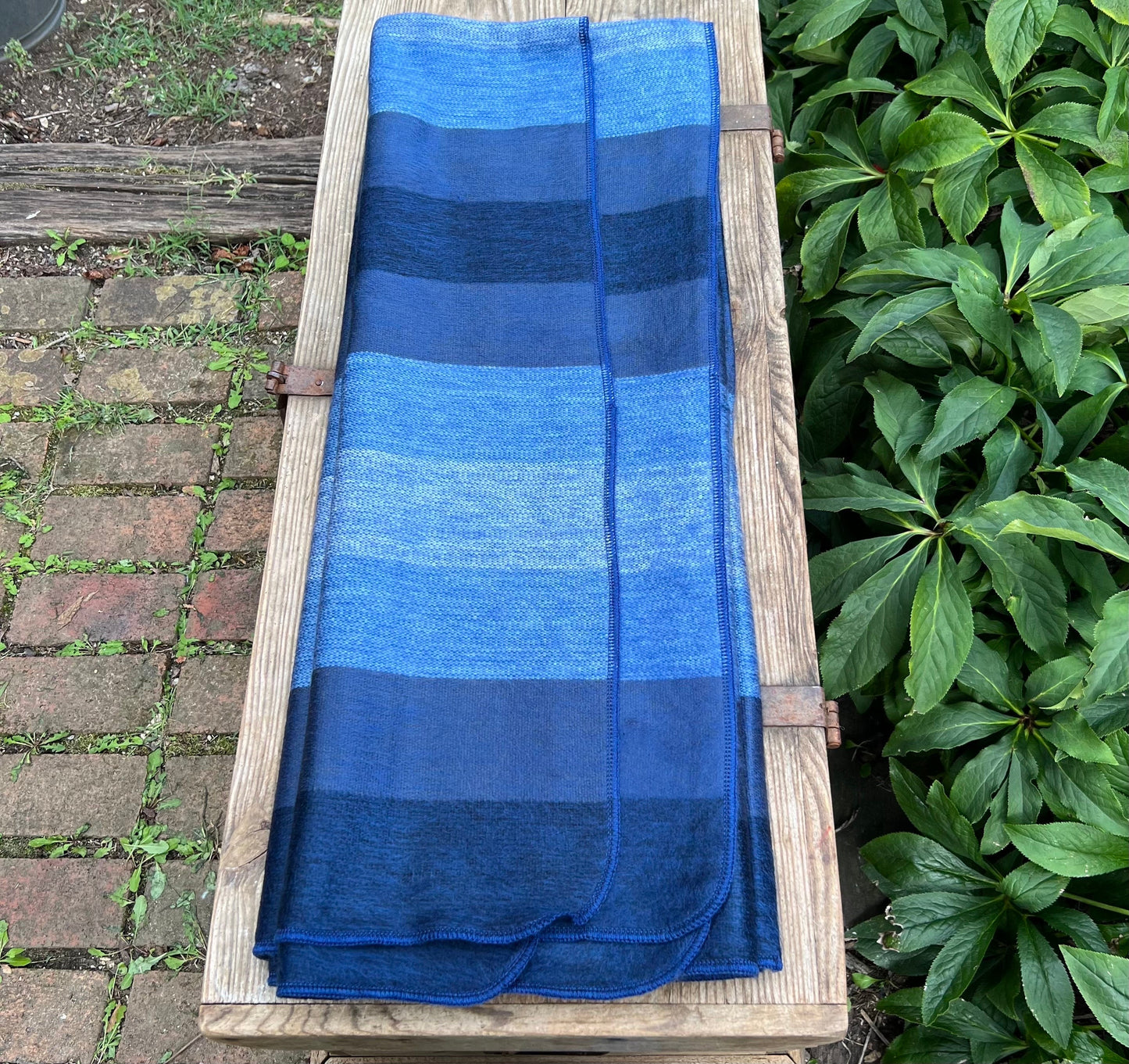 Alpaca Throw Blanket Shades of Blue