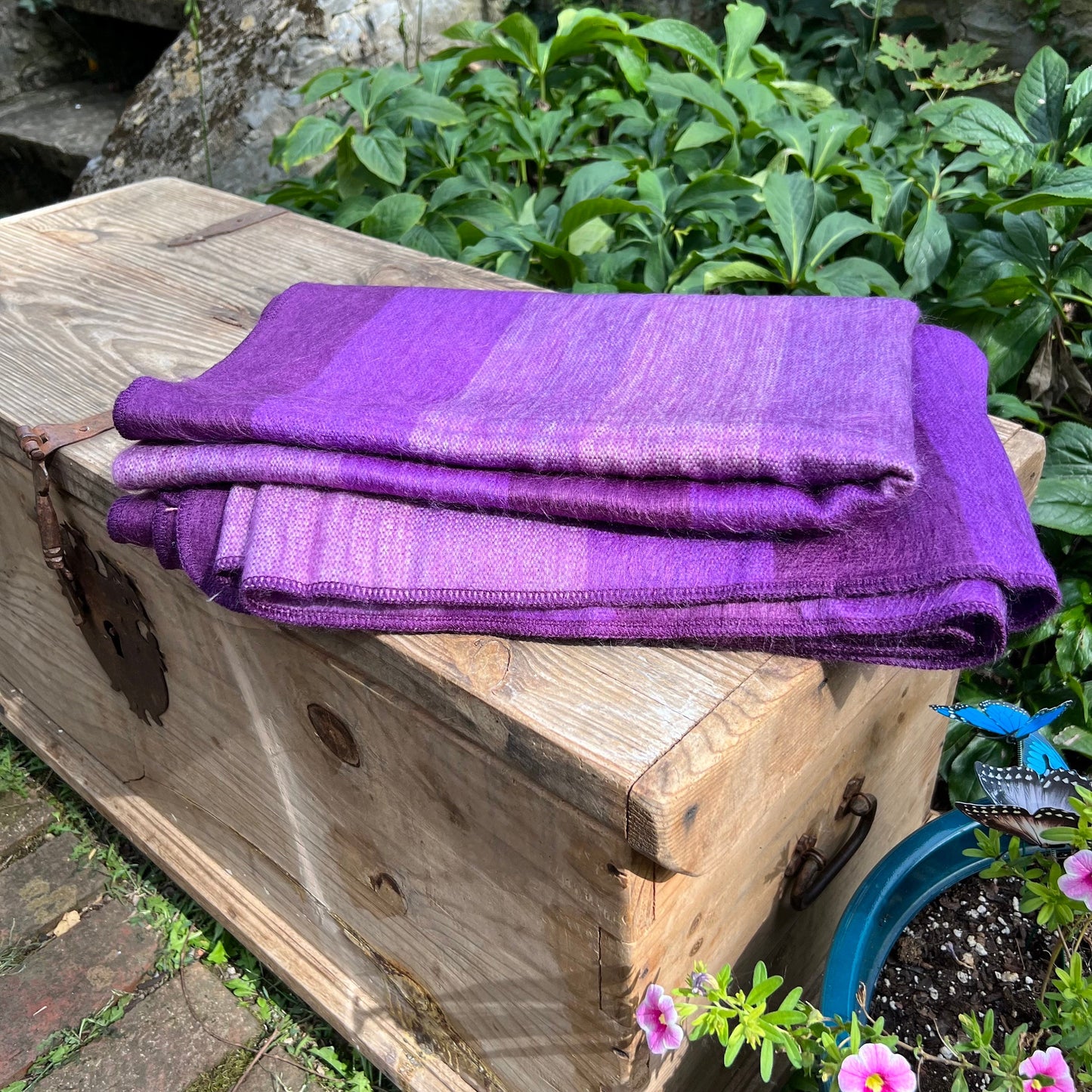 Alpaca Throw Blanket - Shades of Purple - Luxury Wool Blanket - Home Decor | 66in x 90in