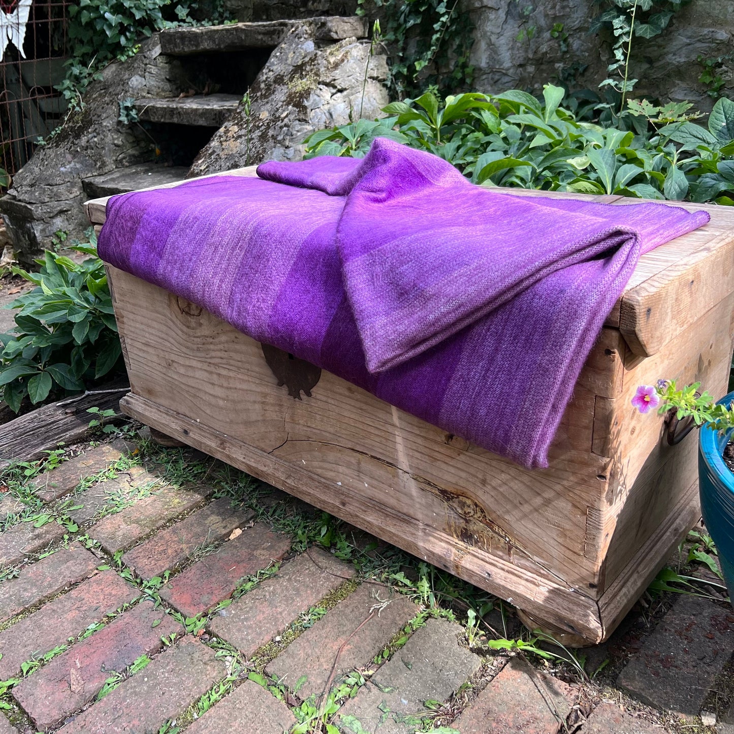 Alpaca Throw Blanket - Shades of Purple - Luxury Wool Blanket - Home Decor | 66in x 90in