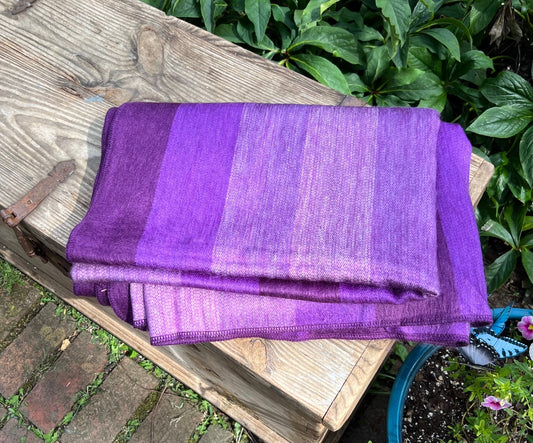 Alpaca Throw Blanket - Shades of Purple - Luxury Wool Blanket - Home Decor | 66in x 90in