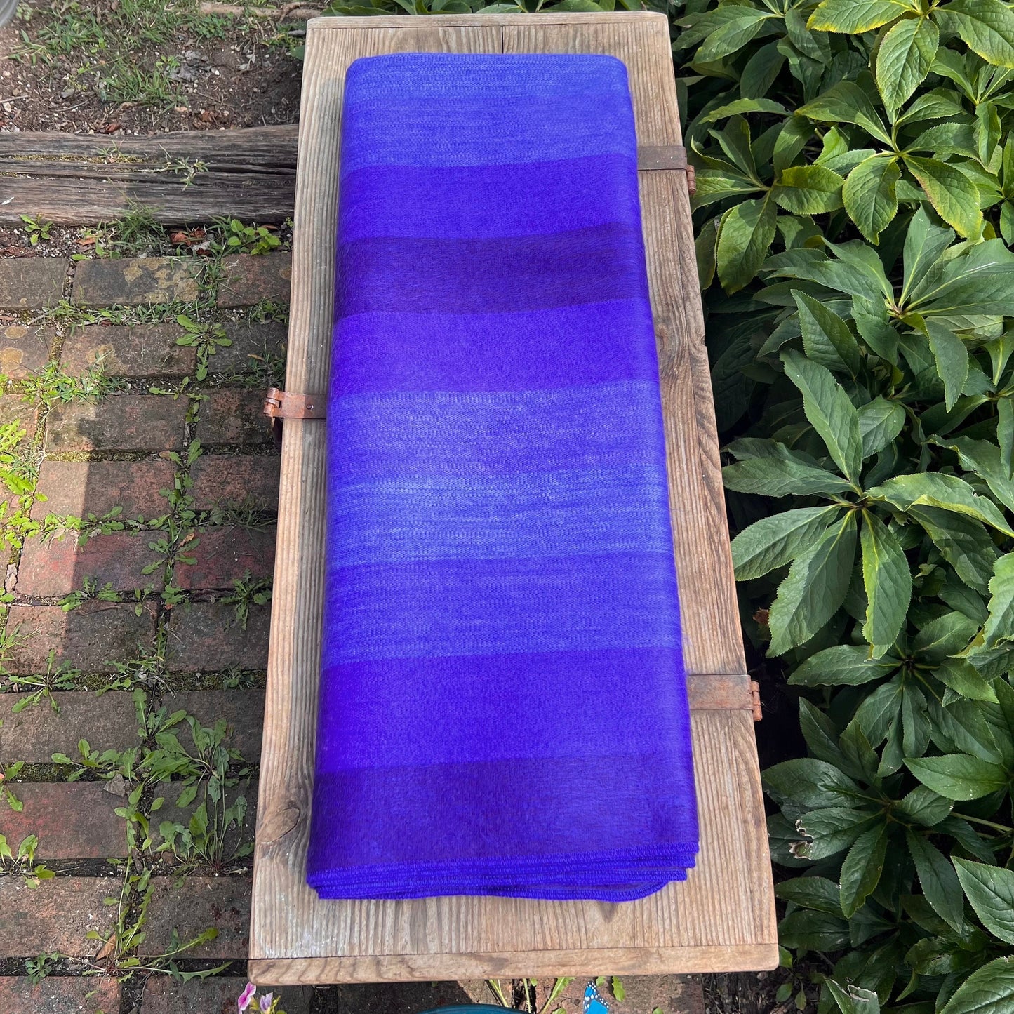 Alpaca Throw Blanket Bright Indigo shades - Luxury Wool Blanket - Home Decor