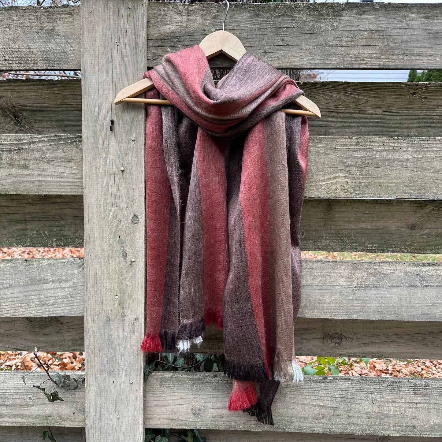 Alpaca Shawl Multicolor Fawn Brown with shades of brown  coral and beige