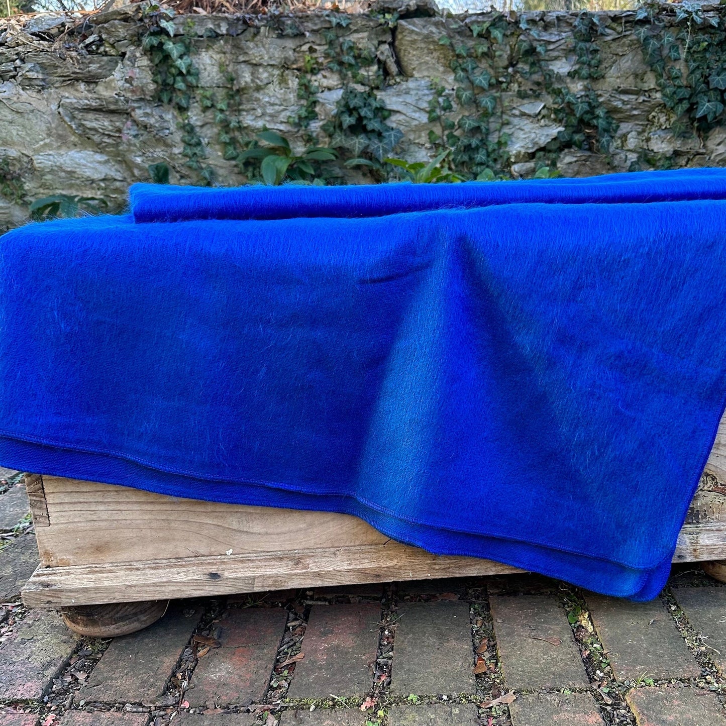 Alpaca Throw Blanket Royal blue