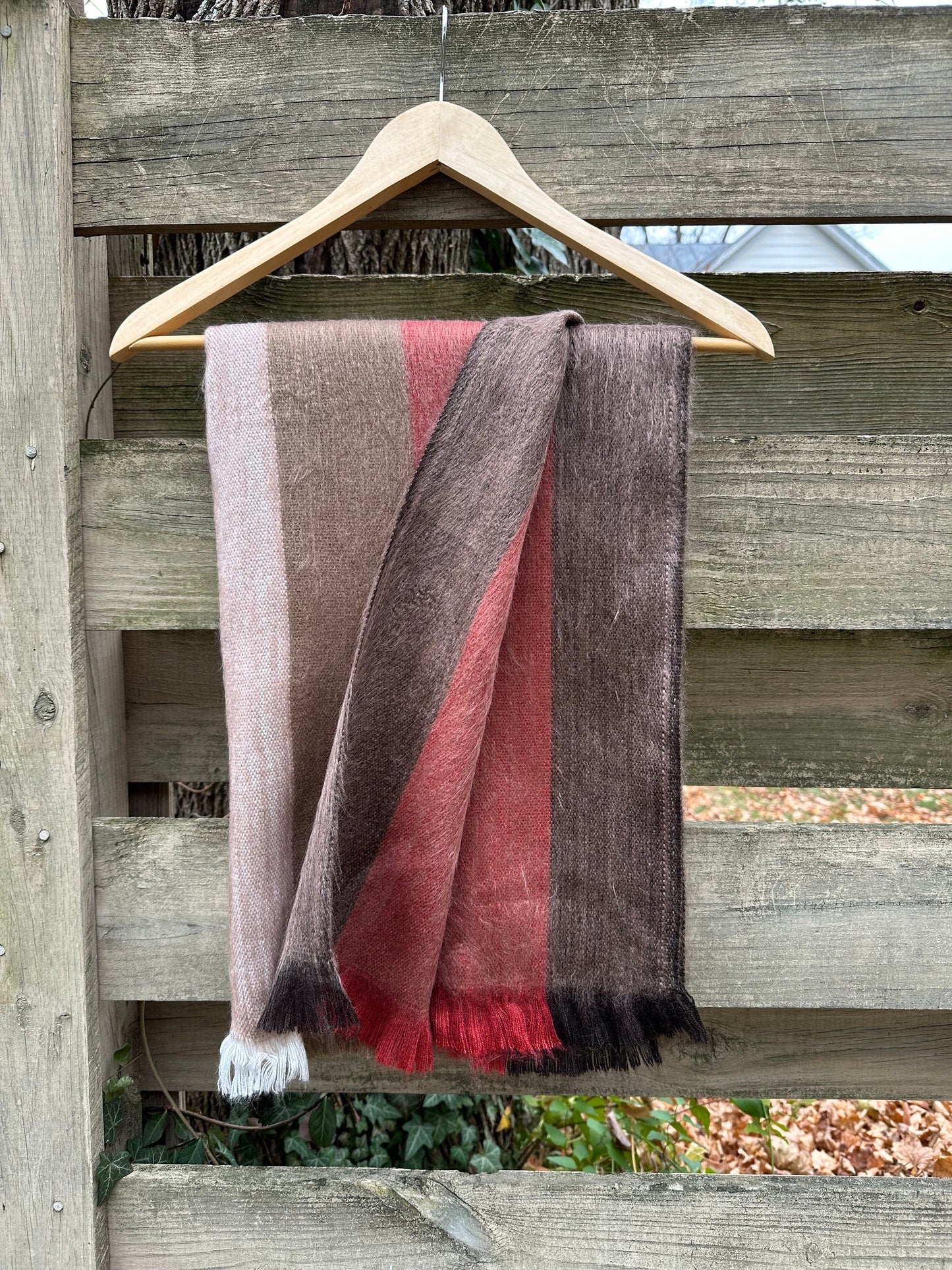 Alpaca Shawl Multicolor Fawn Brown with shades of brown  coral and beige