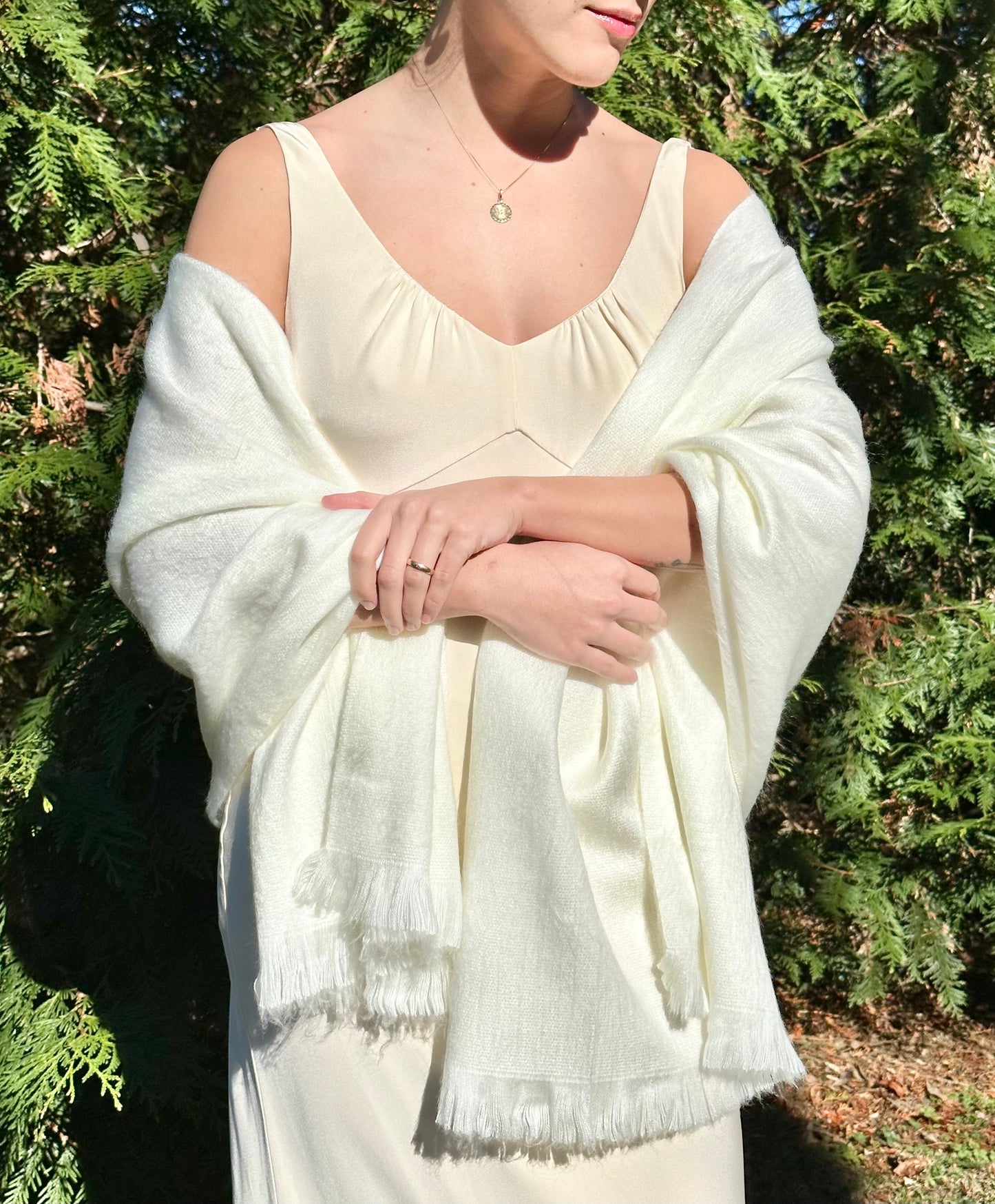 Alpaca Shawl | Perfect for Weddings | Bridal Shawl | White, Off-White and Light Ivory Colors | Bridal Wrap