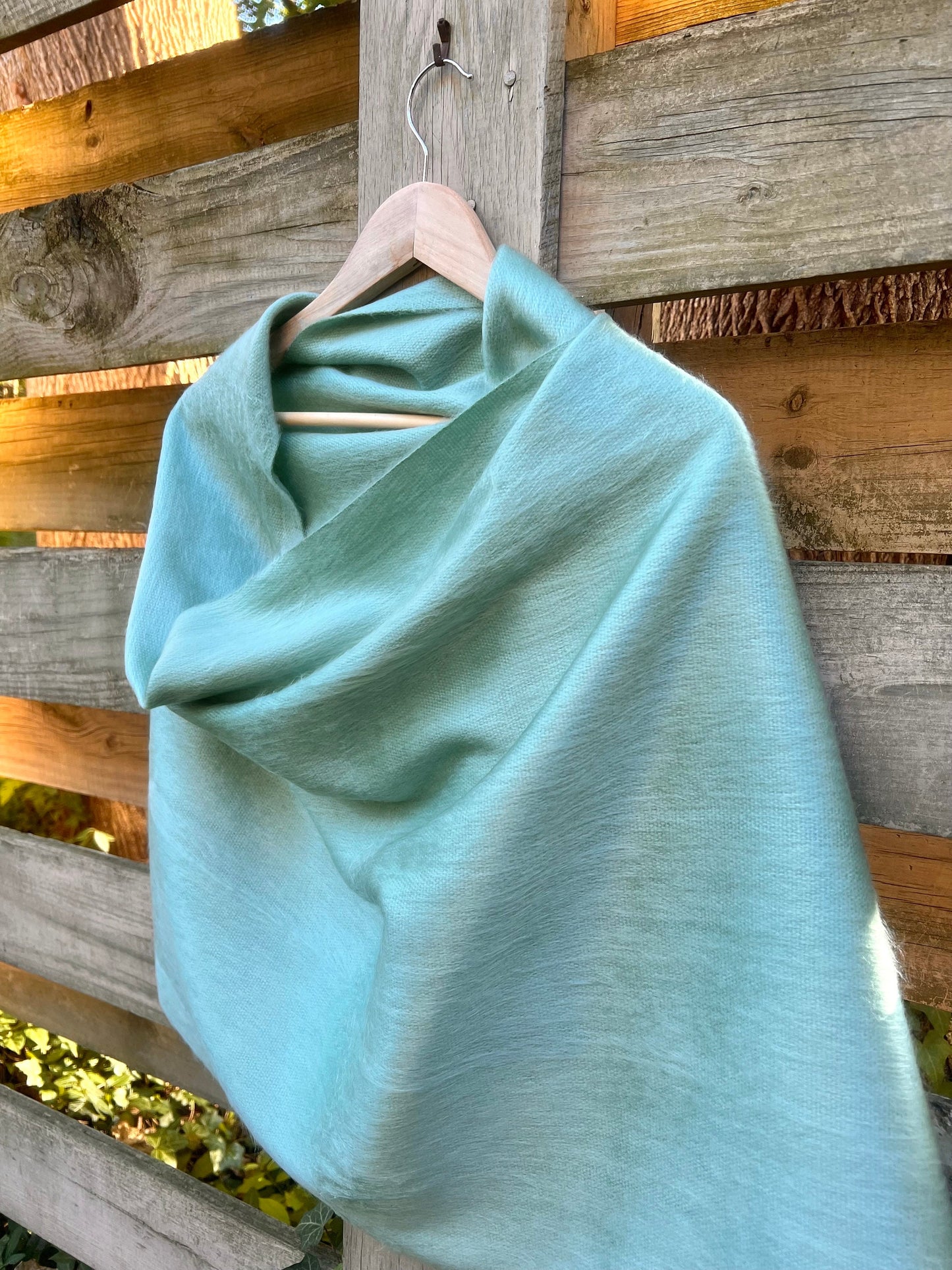 Alpaca Shawl Silver Sage | Ultra Soft Wool Wrap | Small Batch Artisan Made Large Woven Scarf or Stole With Fringe | 25in x 70in