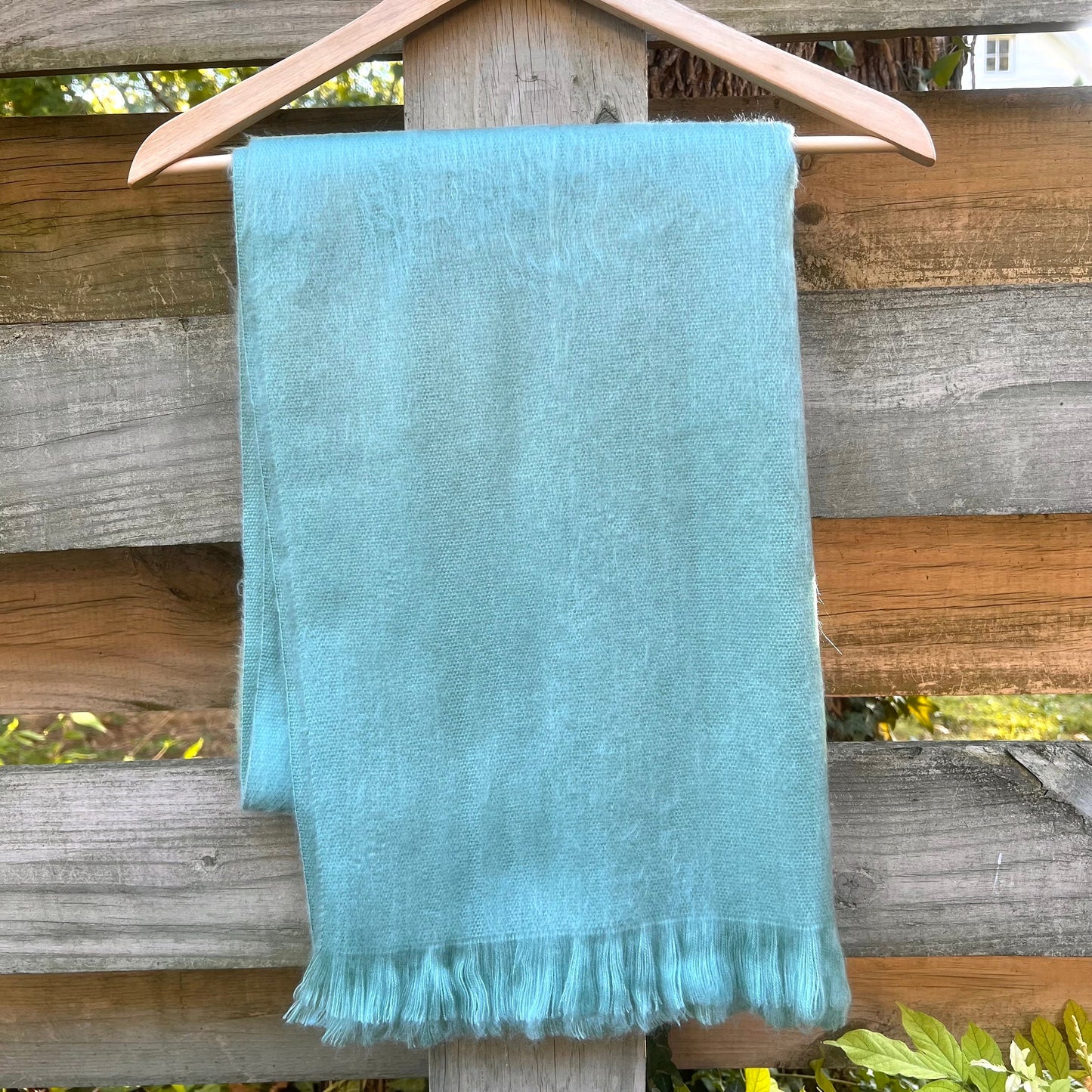 Alpaca Shawl Silver Sage | Ultra Soft Wool Wrap | Small Batch Artisan Made Large Woven Scarf or Stole With Fringe | 25in x 70in