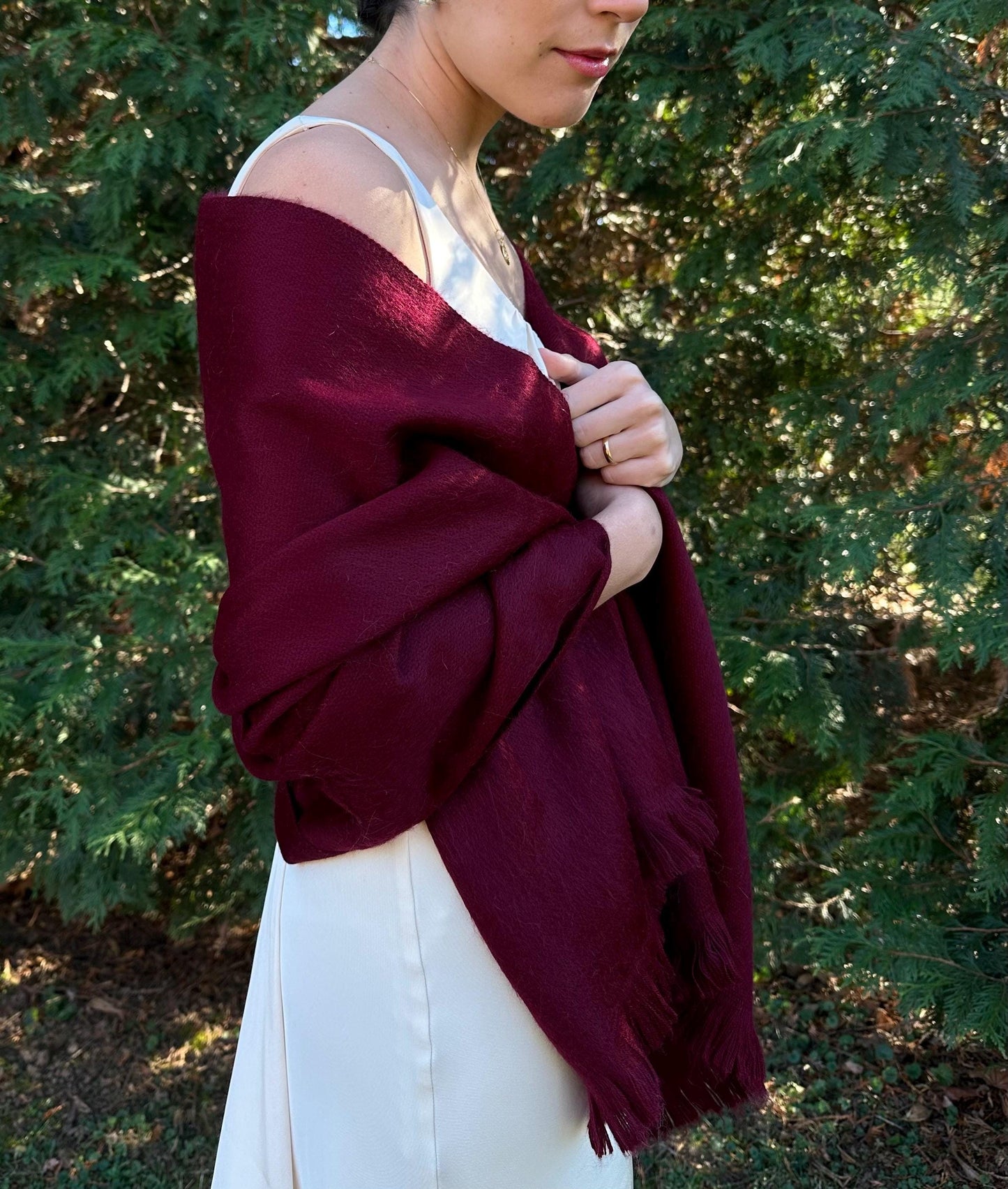 Alpaca Shawl Burgundy Red shawl scarf