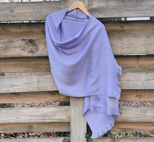 Alpaca Wool Shawl Periwinkle Ultra Soft Wrap Small Batch Artisan Made Large Woven Scarf or Stole With Fringe. 70in x 25in