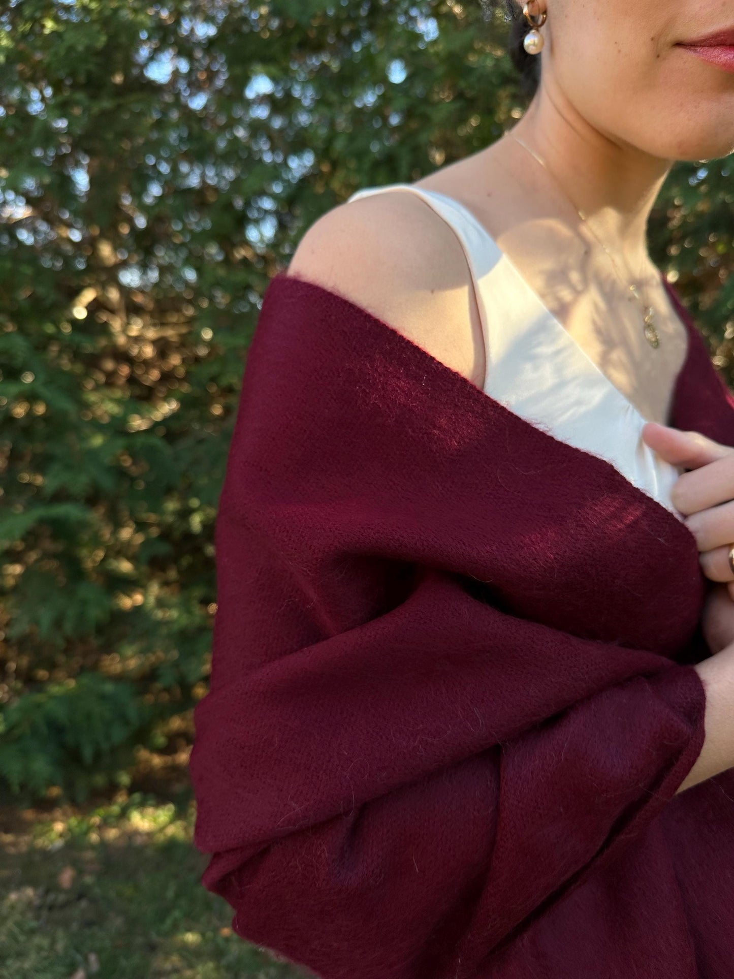 Alpaca Shawl Burgundy Red shawl scarf