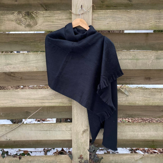 Alpaca Shawl Black perfect for Mothers Day free priority mail upgrade