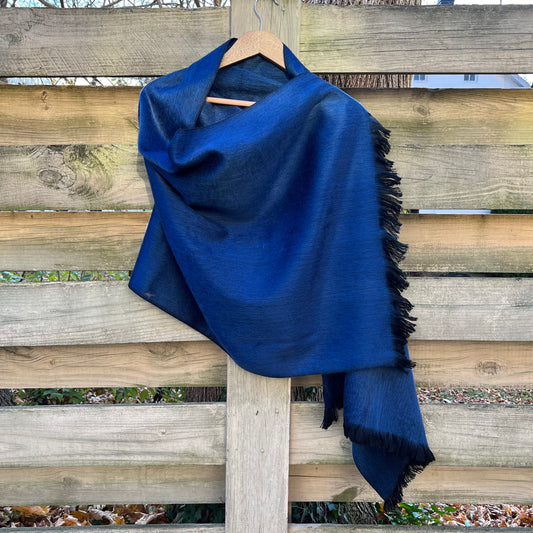 Alpaca Shawl Black Denim blue perfect for Mothers Day free priority mail upgrade